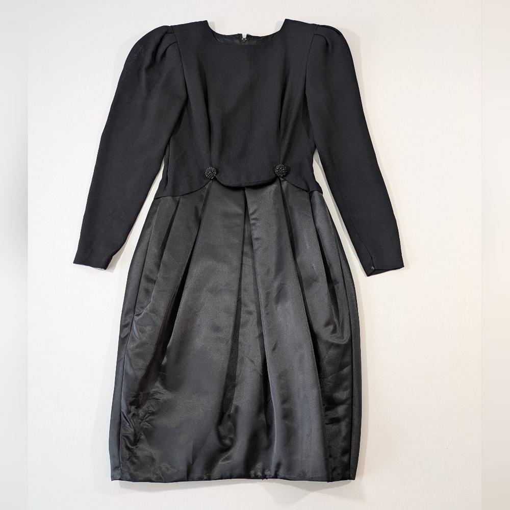 Vintage Morton Myles Union Made Formal Long Sleeve Black Women's Dress Size 4